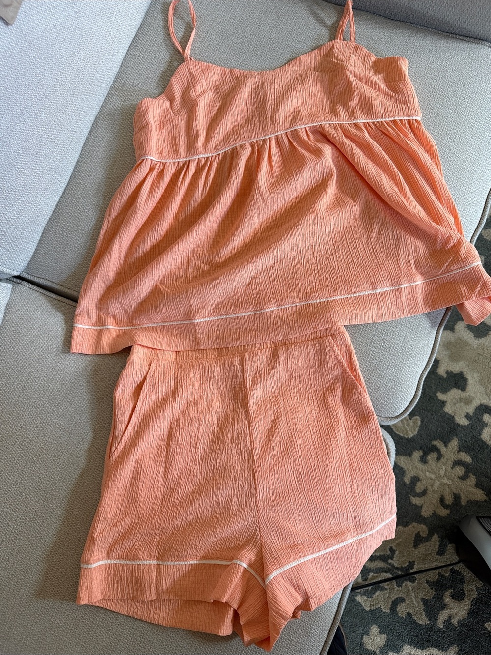 Aiblee Crinkle High-Waist Shorts and Baby Doll Top Set